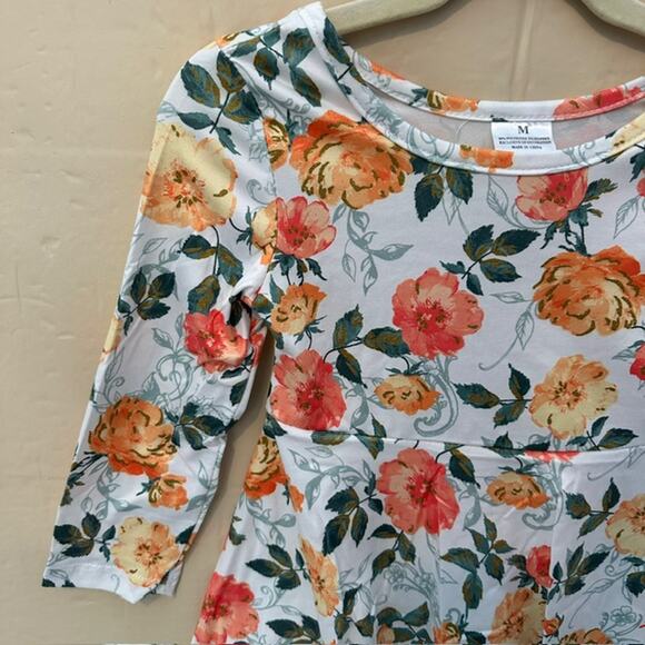 Toddler Girls 3T (M) Okie & Lou Peach Floral Long Sleeve Dress - Picture 3 of 11